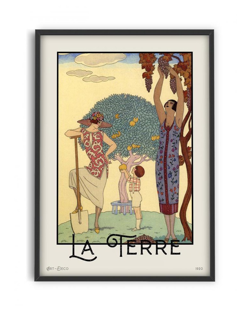 Vintage George Barbier Art &#039;La Terre&#039;